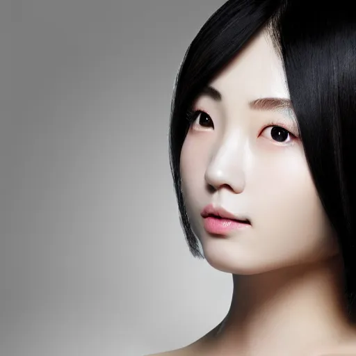 Image similar to photograph portrait bald korean japanese goddess of beauty neutral expression face straight on headshot even lighting no hair texture character creator 4