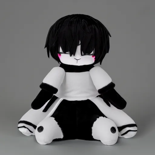 Prompt: cute fumo plush of a nightmare girl, black and white