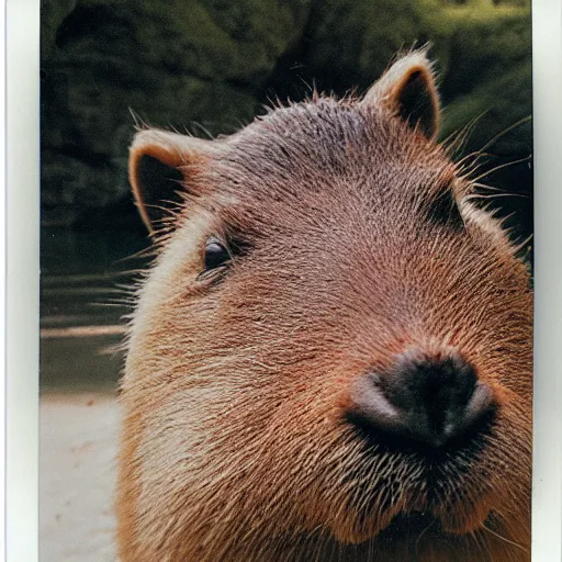 Prompt: polaroid of capybara