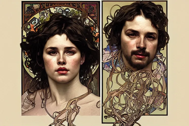 Image similar to hyper realistic portrait of british singer songwriter, by lee bermejo, alphonse mucha and greg rutkowski