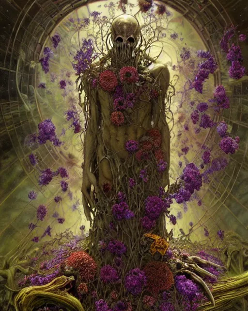 Image similar to the platonic ideal of flowers, rotting, insects and praying of cletus kasady ultimate carnage thanos dementor wild hunt doctor manhattan chtulu nazgul mandelbulb davinci, d & d, fantasy, ego death, detailed, intricate, hyperrealism, intense, scary, decay, dmt, art by artgerm and greg rutkowski and alphonse mucha