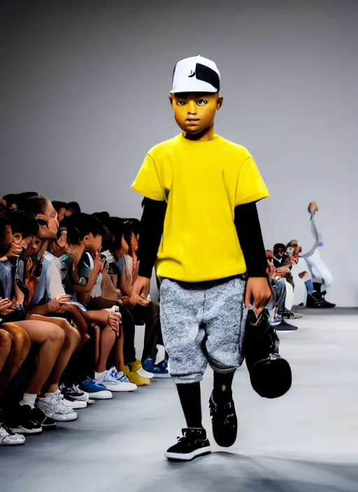 Image similar to hyperrealistic and heavy detailed air jordan runway show of bart simpson, leica sl 2 5 0 mm, vivid color, high quality, high textured, real life