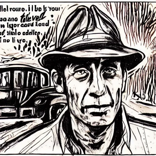 Prompt: i'll be all around in the dark - i'll be everywhere. wherever you can look - wherever there's a fight, so hungry people can eat, i'll be there. tom joad drawn by james e allen. dustbowl