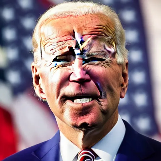 Image similar to closeup of Joe Biden with his tongue sticking out