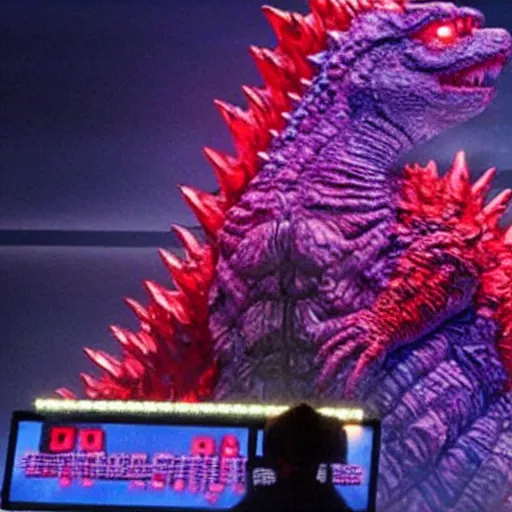 Image similar to godzilla announced as the new host of the game show jeopardy!, press photo