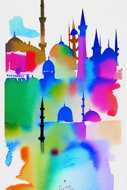 Prompt: minimalist watercolor splash ink art of istanbul