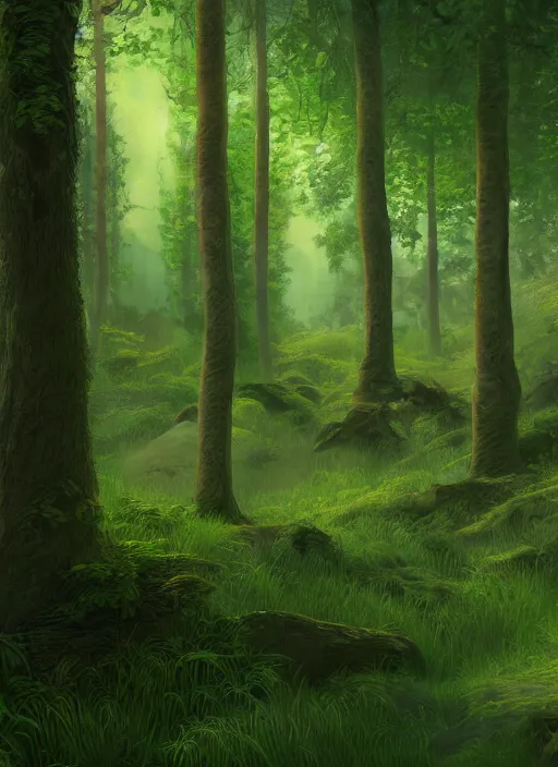 Image similar to lush forest, high detail, 4 k, concept art, realism style