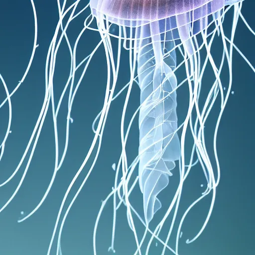 Prompt: jellyfish growing form tree branch,C4d,8k cleaning future -9 n