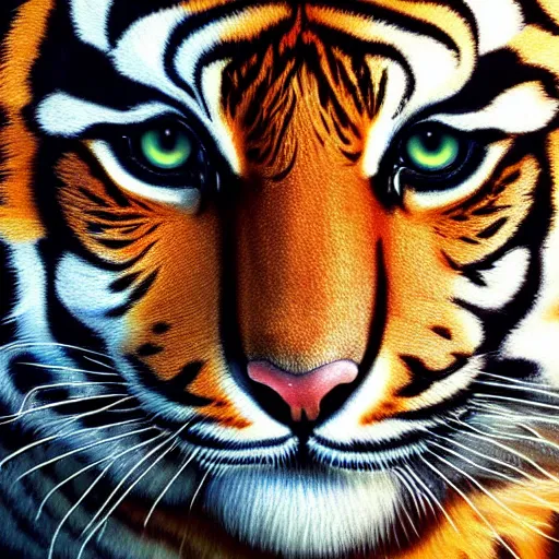 Image similar to an oil painting of gloppa with the pattern of tigers fur, tiger stripes, domestic caracal, cat, strong, dramatic impactful colors, by artgerm, hd, hdr, ue 5, ue 6, unreal engine 5, cinematic 4 k wallpaper, 8 k, ultra detailed, gta 5 cover art, high resolution, artstation, award winning