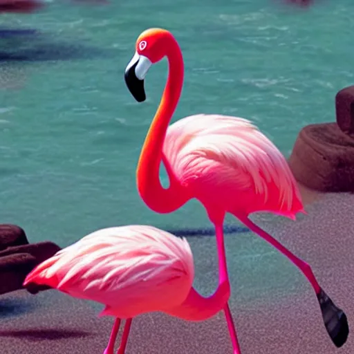 Prompt: flamingo pixar movie character