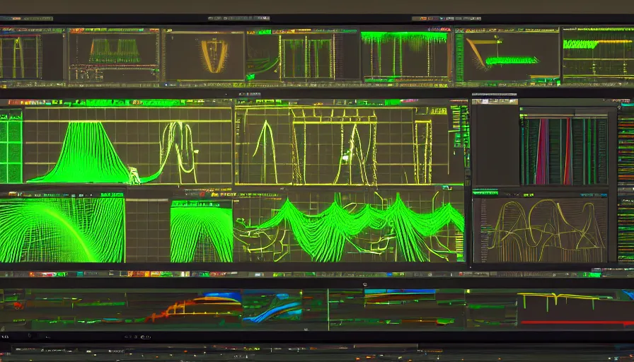 Image similar to rct screen showing oscilloscope on old soviet machine, photorealistic rendering, artstation, redshift, octane, golden ratio