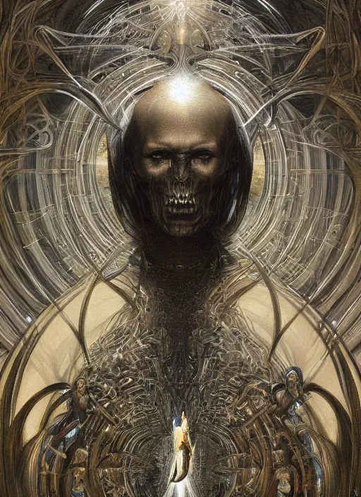 Image similar to album art divine holy glowing symbol spell , physically accurate, moody dynamic lighting, very very intricate, very very elegant, highly detailed, digital painting, artstation, HR GIGER, Hieronymus Bosch, Francis Bacon, concept art, smooth, very beautiful, sharp focus, illustration, art by artgerm and greg rutkowski and alphonse mucha