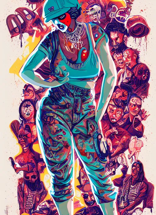 Image similar to zombie full body latina hiphop streetwear drip, tristan eaton, victo ngai, artgerm, rhads, ross draws