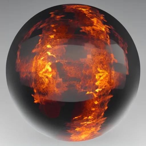 Image similar to fire and haze inside a transparent sphere, vray