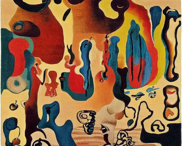 Image similar to invasion of the rugs, painted by salvador dali