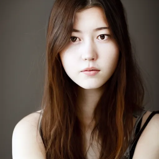 Image similar to a portrait photo of a beautiful young woman who looks like a korean mary elizabeth winstead