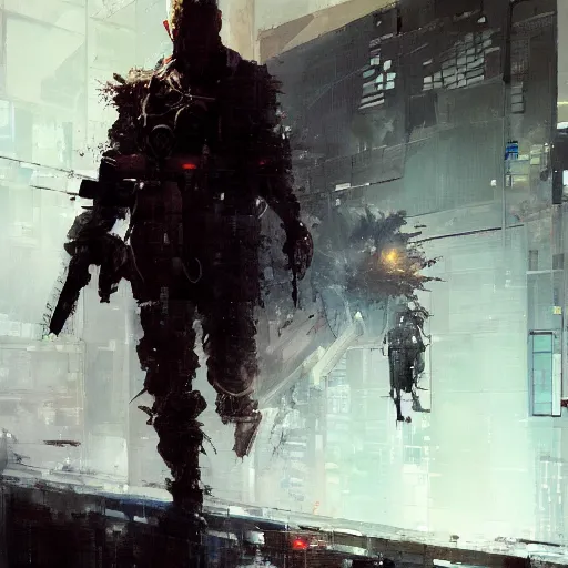 Image similar to a programmer trying to exit vim, oil on canvas by greg rutkowski and yoji shinkawa