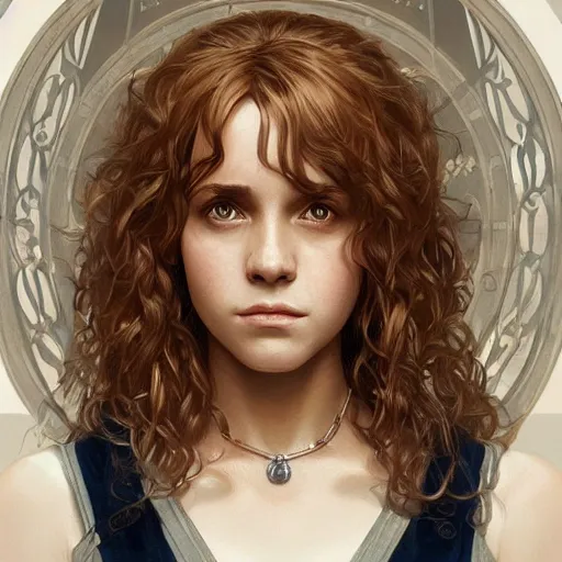 Image similar to ultra realistic illustration, hermione granger from the chamber of secrets, intricate, elegant, highly detailed, digital painting, artstation, concept art, smooth, sharp focus, illustration, art by artgerm and greg rutkowski and alphonse mucha