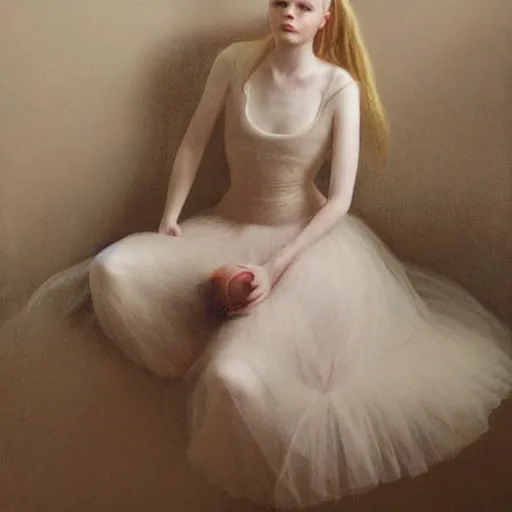 Prompt: Elle Fanning, extremely detailed masterpiece, illustration, by Michael Sowa,