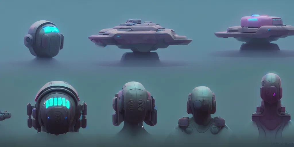 Image similar to hard surface shape form exploration, detailed, every animation view angle for a game, artstation, 8 k, sci - fi, pastel colors, props, panel, concept, simon stalenhag