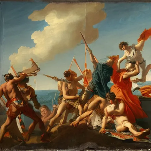 Prompt: pyrrhic victory painting by johann peter krafft