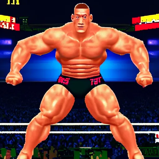 Image similar to John Cena in the style of PS1 graphics