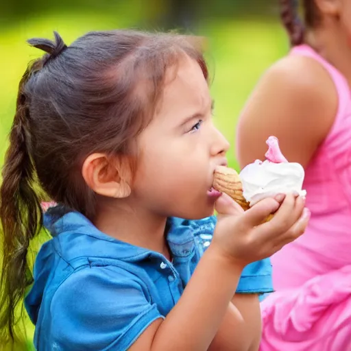 Image similar to photo of little girl eating an ice cream