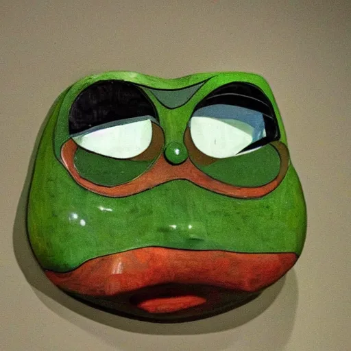 Prompt: a sculpture of pepe the frog by jackson pollock