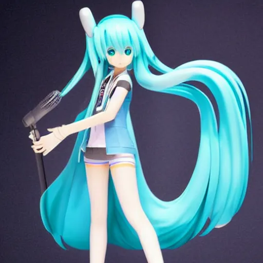 Image similar to hatsune miku holding a microphone, full body shot