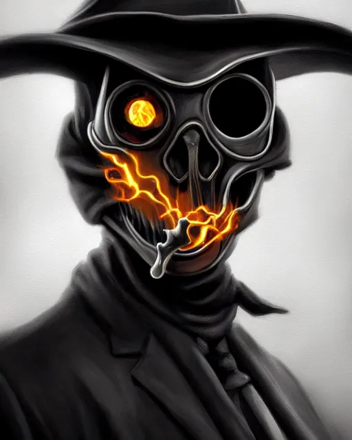 Prompt: a very elegant beautiful outstanding oil painting of a plague doctor as ghost rider, ghost rider skull showing, 4 k, unreal engine 5, digital art, dramatic lighting, artstation, in the style of ghost rider comic