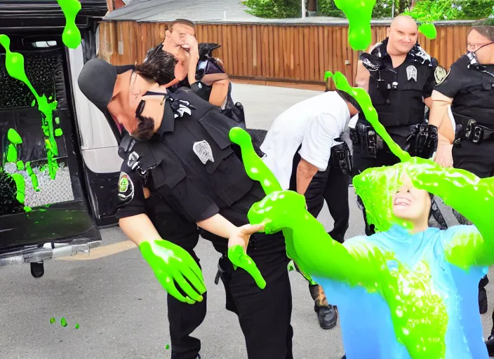 Image similar to the episode of COPS where everyone gets covered with nickelodeon slime hd