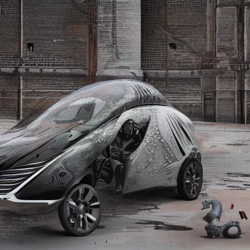 Prompt: car Ash Thorp khyzyl saleem car : medium size: on the coronation of napoleon: in oil liquid : 7, u, x, y, o graffiti big size forms: Kazimir Malevich big size forms : zaha hadid architecture big size forms: brutalist medium size forms: ultra realistic phtotography, keyshot, unreal engine 5, high reflections oil, liquid high glossy, high specularity, ultra detailed, 4k, 8k, 16k