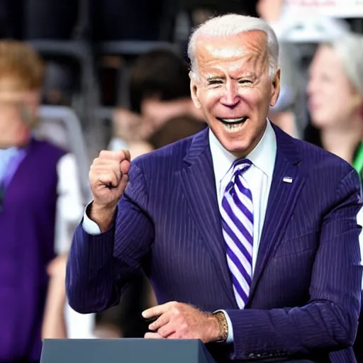 Image similar to joe biden with purple and green hair