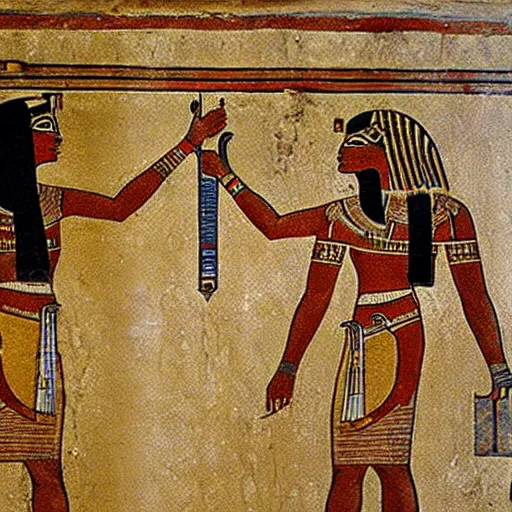 Prompt: ancient Egyptian mural depicting Hitler