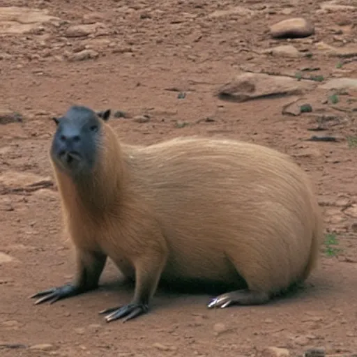 Prompt: a capybara in mars talking to the world governor