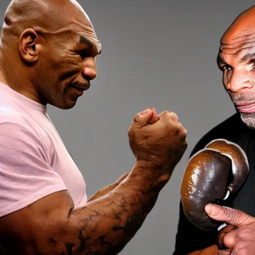 Prompt: mike tyson eating a handful of shrooms on joe rogan podcast