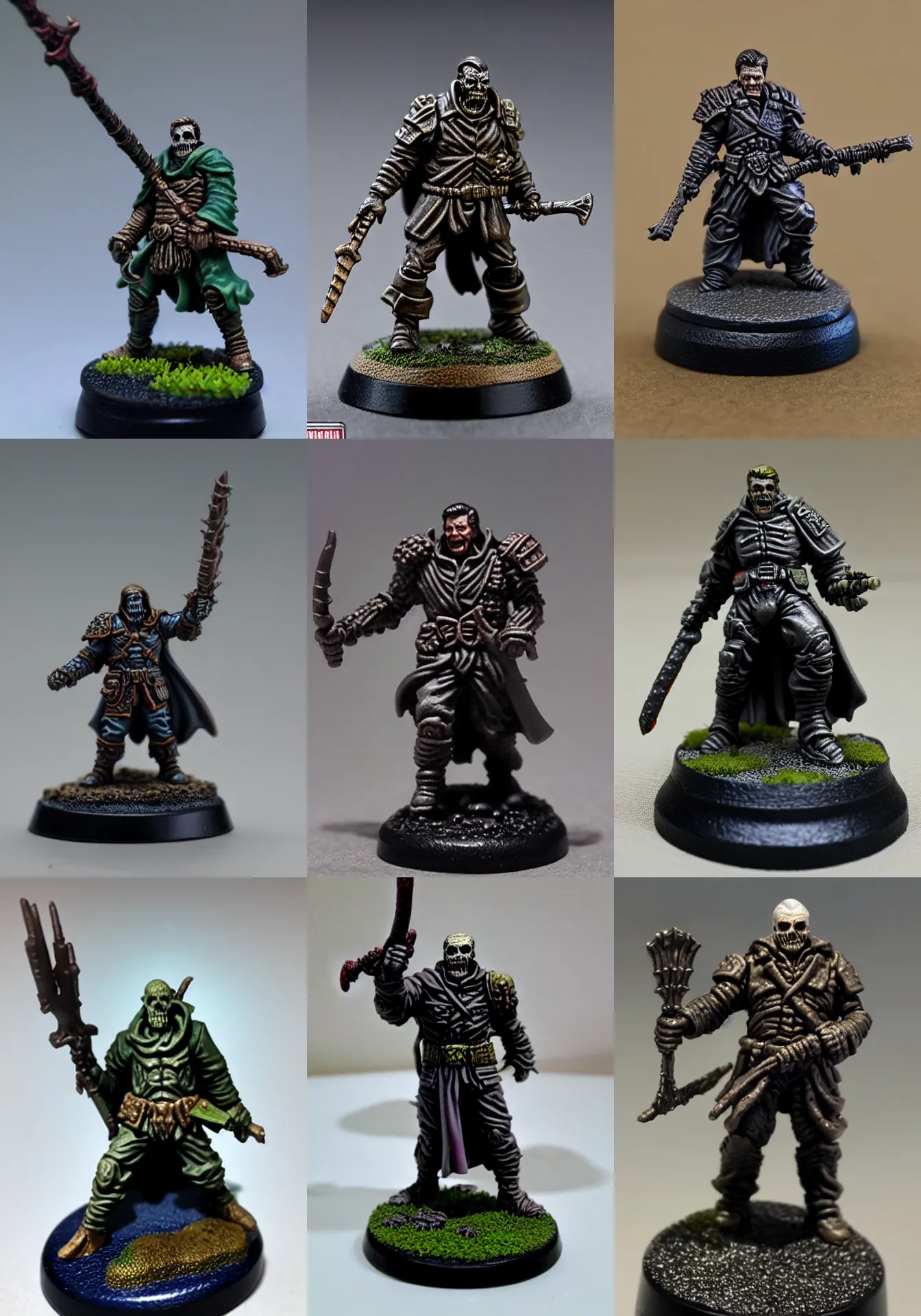 Prompt: ronald reagan, resin miniature, 2 8 mm heroic scale, undead lich, games workshop, human mage, citadel colour, glowing eyes, osl, nmm, r / paintedminis, round base, fantasy ttrpg villain, dungeons and dragons, reaper minis