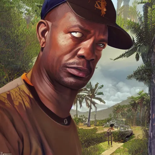 Prompt: ! dream hyperrealistic portrait of carl johnson from grand theft auto san andreas in a scenic environment by hsiao - ron cheng, dan hillier, fintan magee