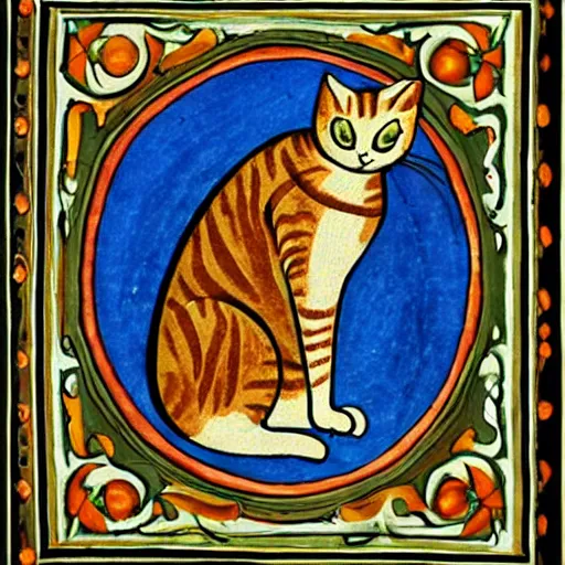 Image similar to illuminated manuscript cat illustrations