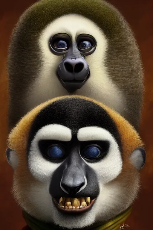 Prompt: vladimir putin as king julien from madagaskar, realistic portrait, symmetrical, highly detailed, digital painting, artstation, concept art, smooth, sharp focus, illustration, cinematic lighting, art by artgerm and greg rutkowski and alphonse mucha