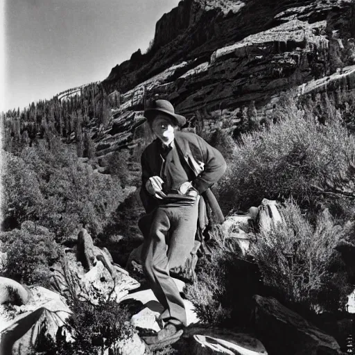 Image similar to a portrait of a character in a scenic environment by Ansel Adams