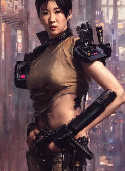 Prompt: chun li doing backflip. cyberpunk police trooper in a military vest ( blade runner 2 0 4 9, cyberpunk 2 0 7 7 ). orientalist portrait by john william waterhouse and james gurney and theodore ralli and nasreddine dinet, oil on canvas. cinematic, hyper realism, realistic proportions, dramatic lighting, high detail 4 k