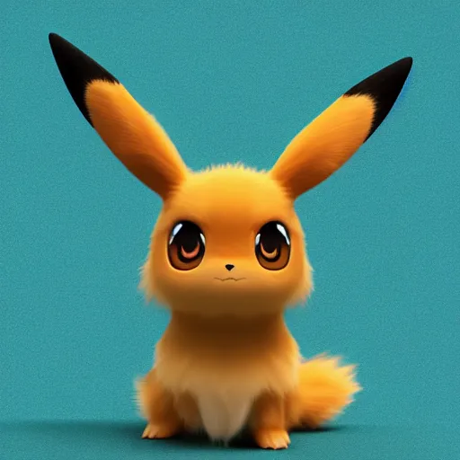 Cute realistic eevee pokémon creature, adorable face, macro, high  resolution, grayscale, stunning 3d render