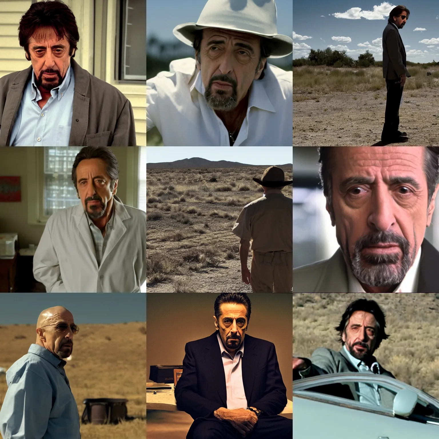 Prompt: film still of al pacino in breaking bad, cinematic, rule of thirds