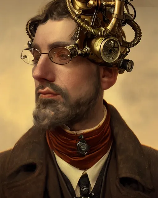 Prompt: epic portrait of victorian man scientist, steampunk, dieselpunk, highly detailed, intricate, symmetry, golden ratio, photorealistic, 8 k, hd rendering, unreal engine 5, very sharp details, by rutkowski and stalenhag