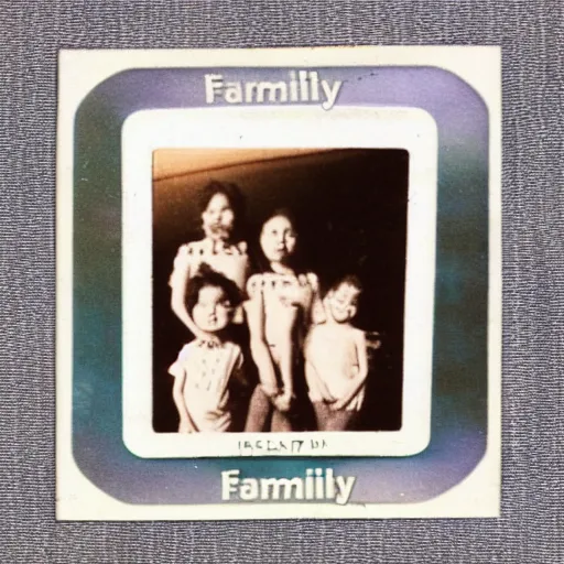 Prompt: family photo of a demon family poloroid,