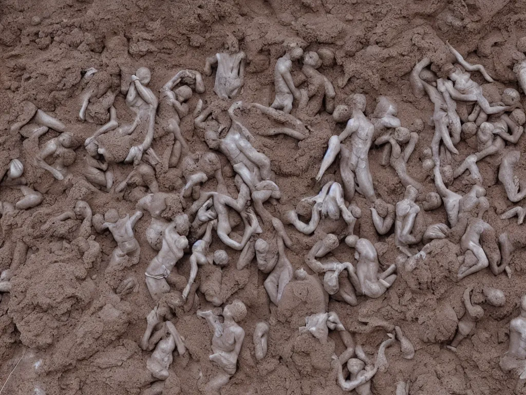 Prompt: human forming from grey clay