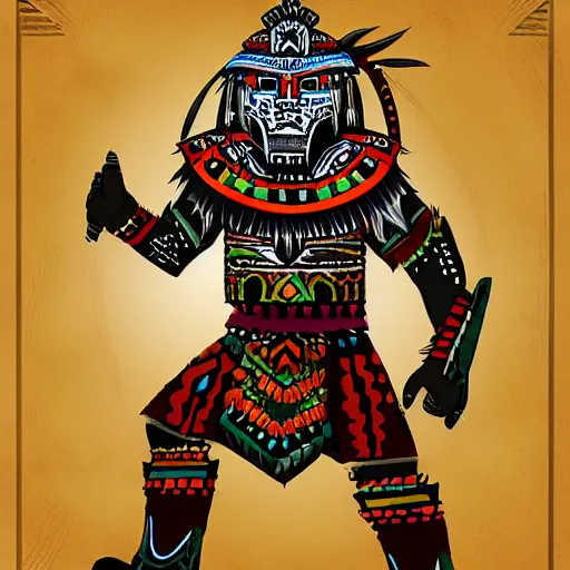 Image similar to Character Design, aztec warrior with jaguar mask