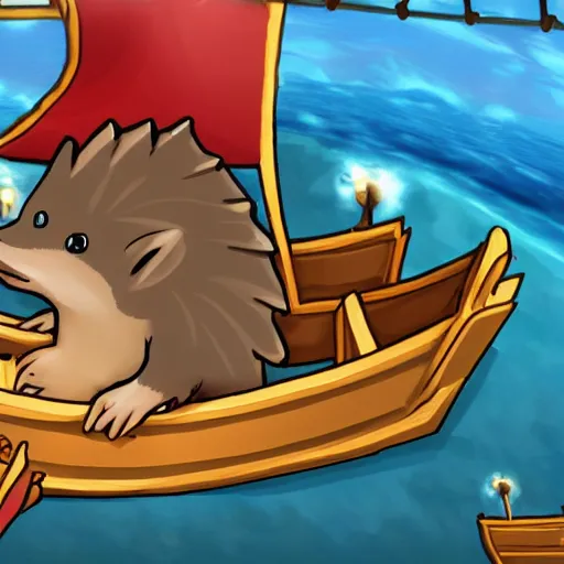 Image similar to hedgehog on a ship in seqa of thieves