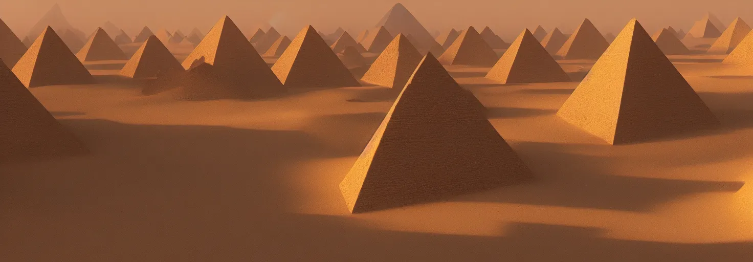 Prompt: A desert with pyramids by paul chadeisson, cinematic lighting, extremely detailed, ultra realistic, trending on artstation, 8K